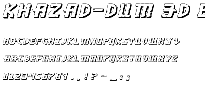 Khazad-Dum 3D Expanded Italic font